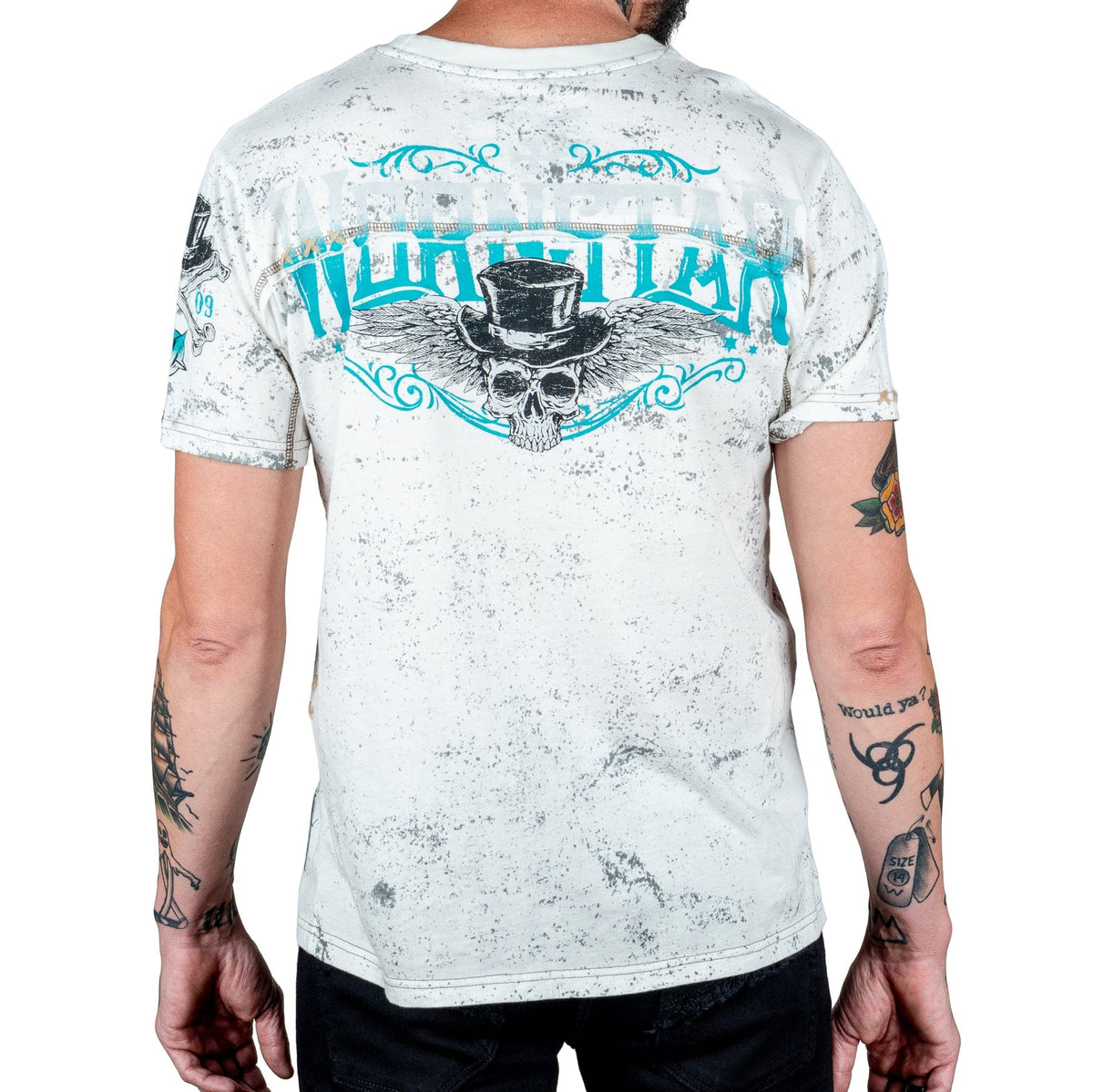 Wornstar Clothing Mens Skull T-Shirt Elegantly Wasted Mens Tee - Antique White