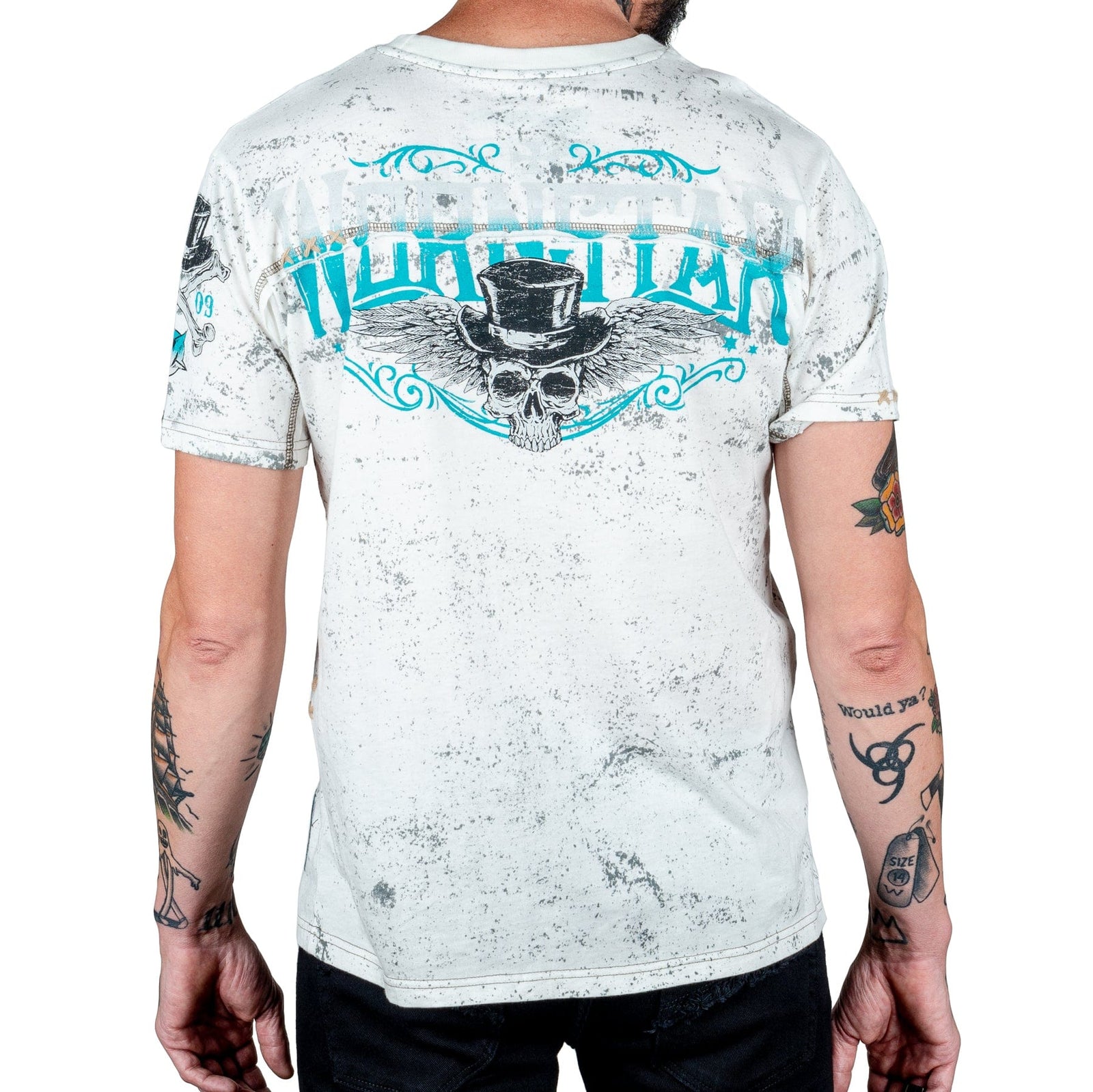 Wornstar Clothing Mens Skull T-Shirt Elegantly Wasted Mens Tee - Antique White