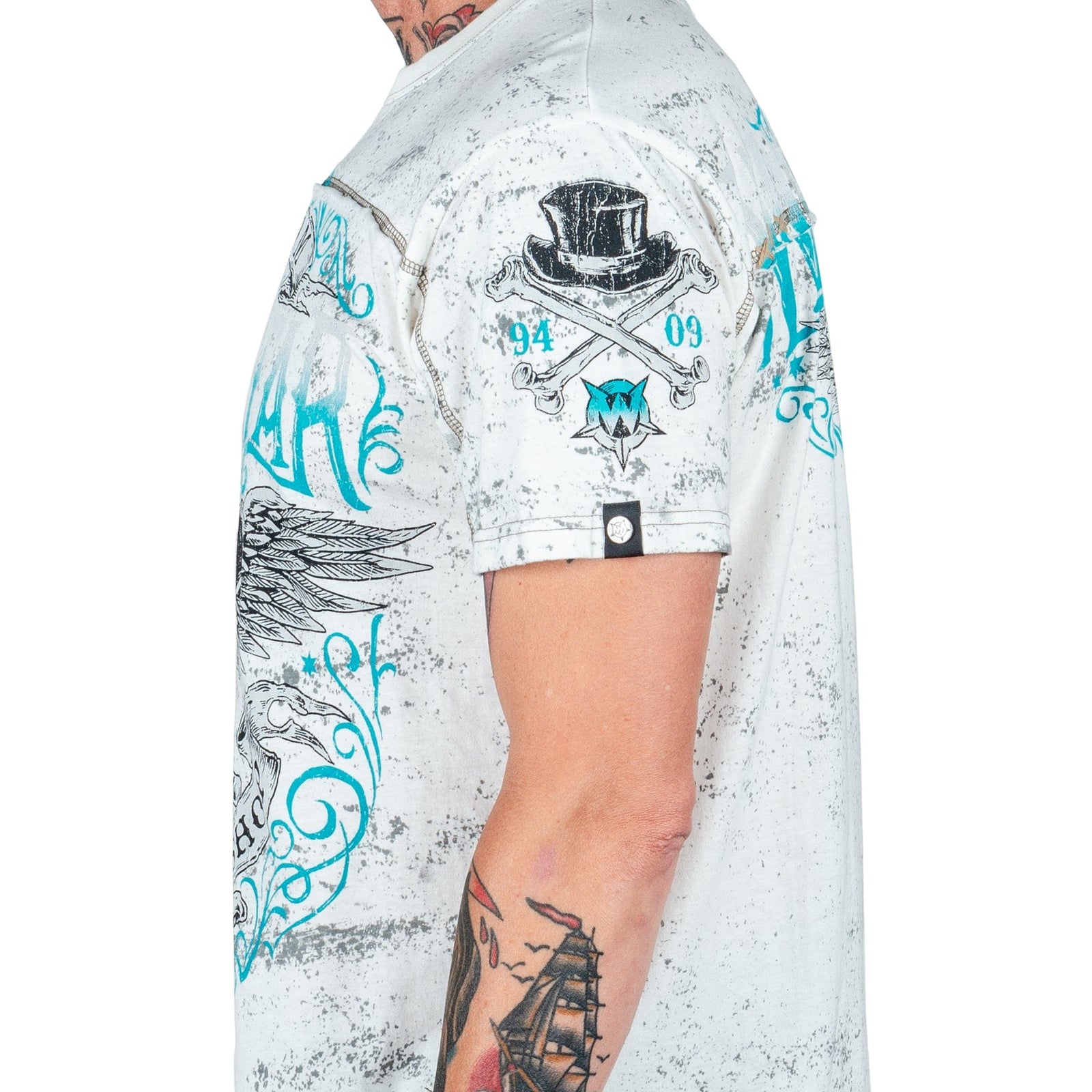 Wornstar Clothing Mens Skull T-Shirt Elegantly Wasted Mens Tee - Antique White