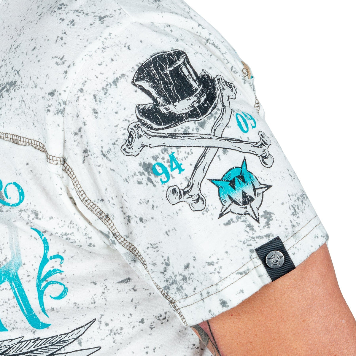 Wornstar Clothing Mens Skull T-Shirt Elegantly Wasted Mens Tee - Antique White