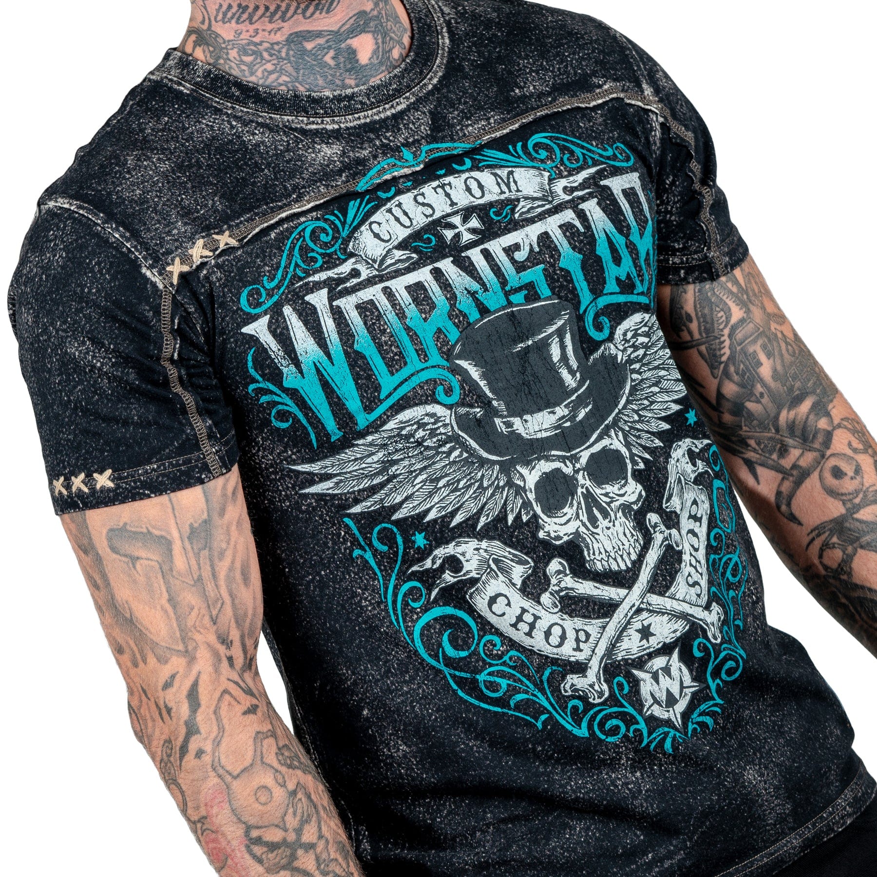 Wornstar Clothing Mens Skull T-Shirt Elegantly Wasted Mens Tee - Black
