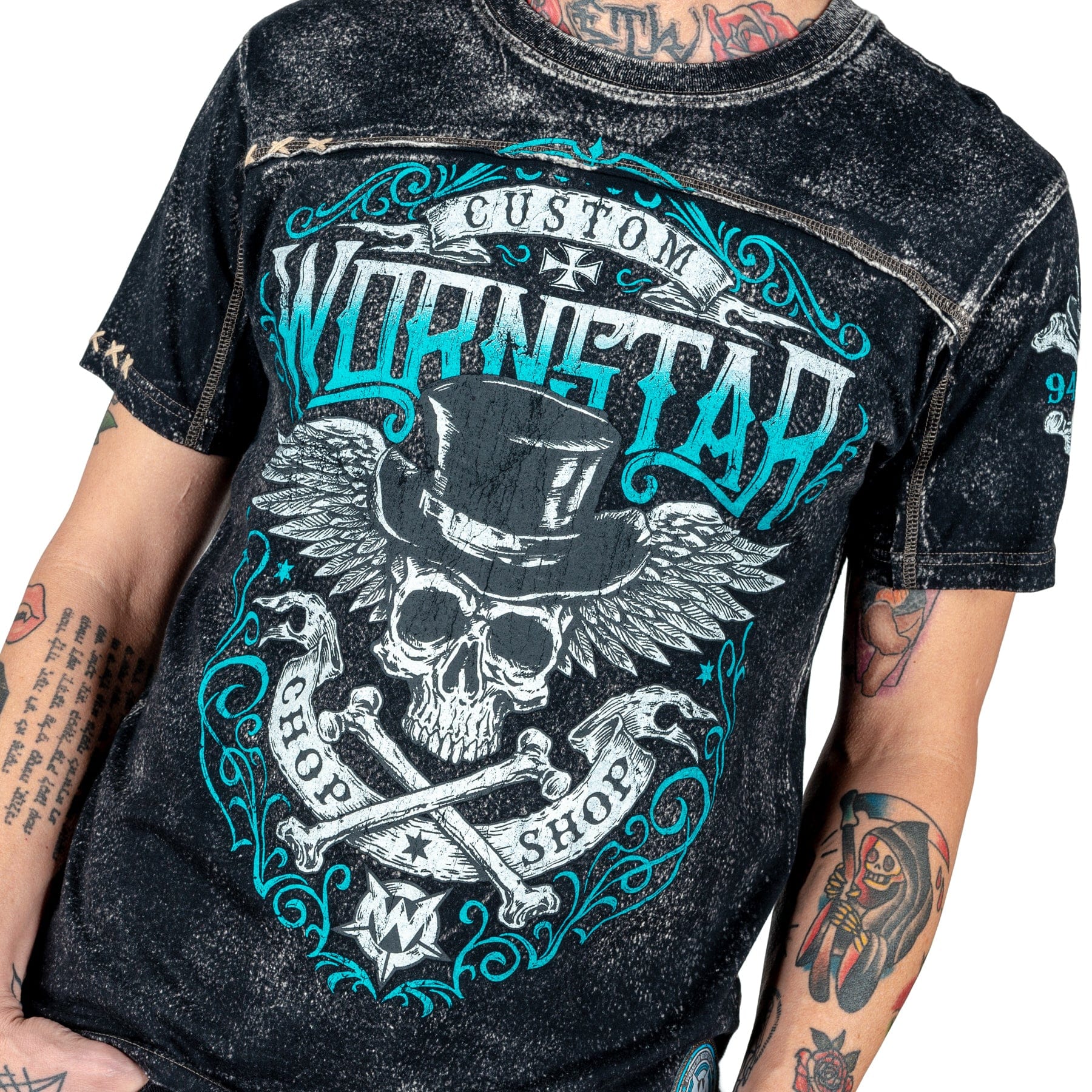 Wornstar Clothing Mens Skull T-Shirt Elegantly Wasted Mens Tee - Black