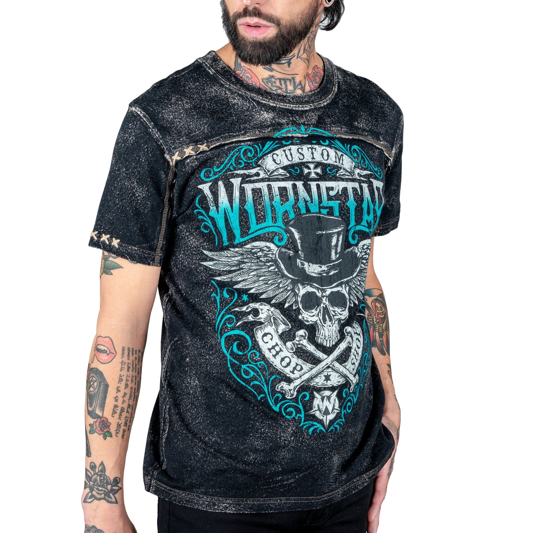 Wornstar Clothing Mens Skull T-Shirt Elegantly Wasted Mens Tee - Black