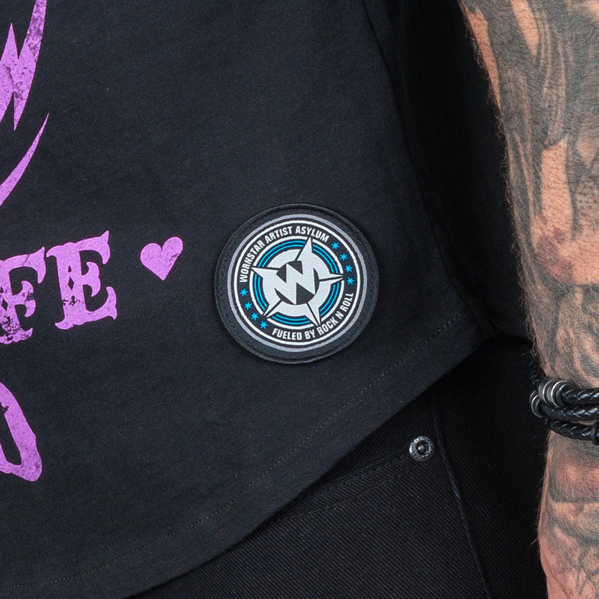 Wornstar Clothing Mens Tee. Live Life Loud Raglan T-Shirt - Blue/Black