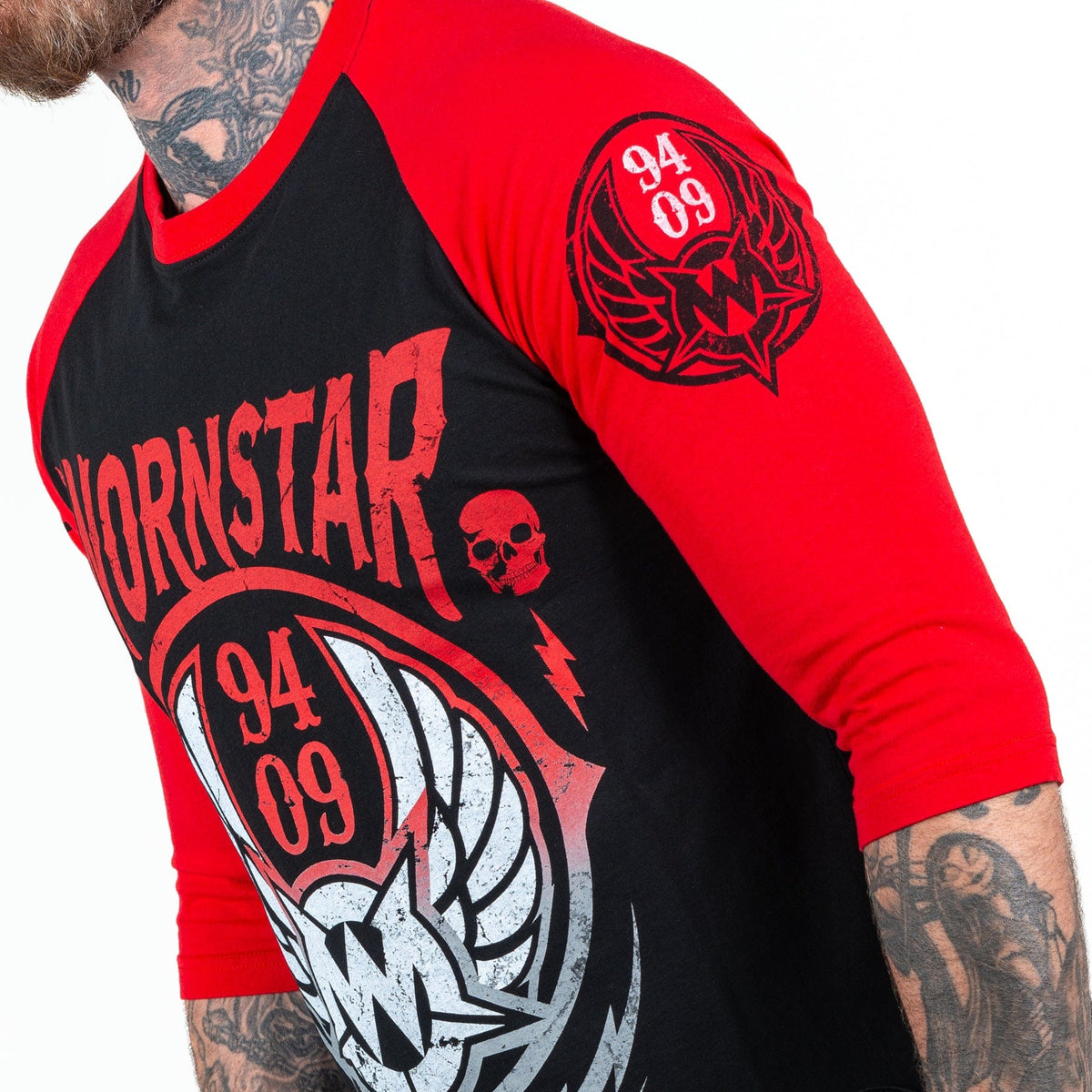 Wornstar Clothing Mens Tee. Live Life Loud Raglan T-Shirt - Red/Black