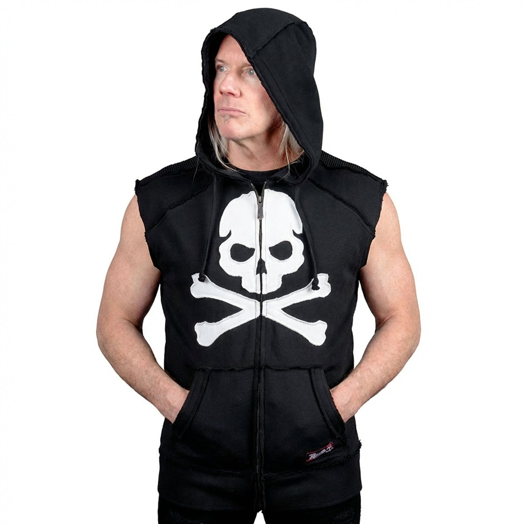 Artist Asylum Collection Hoodie White Skull Hoodie - Sleeveless