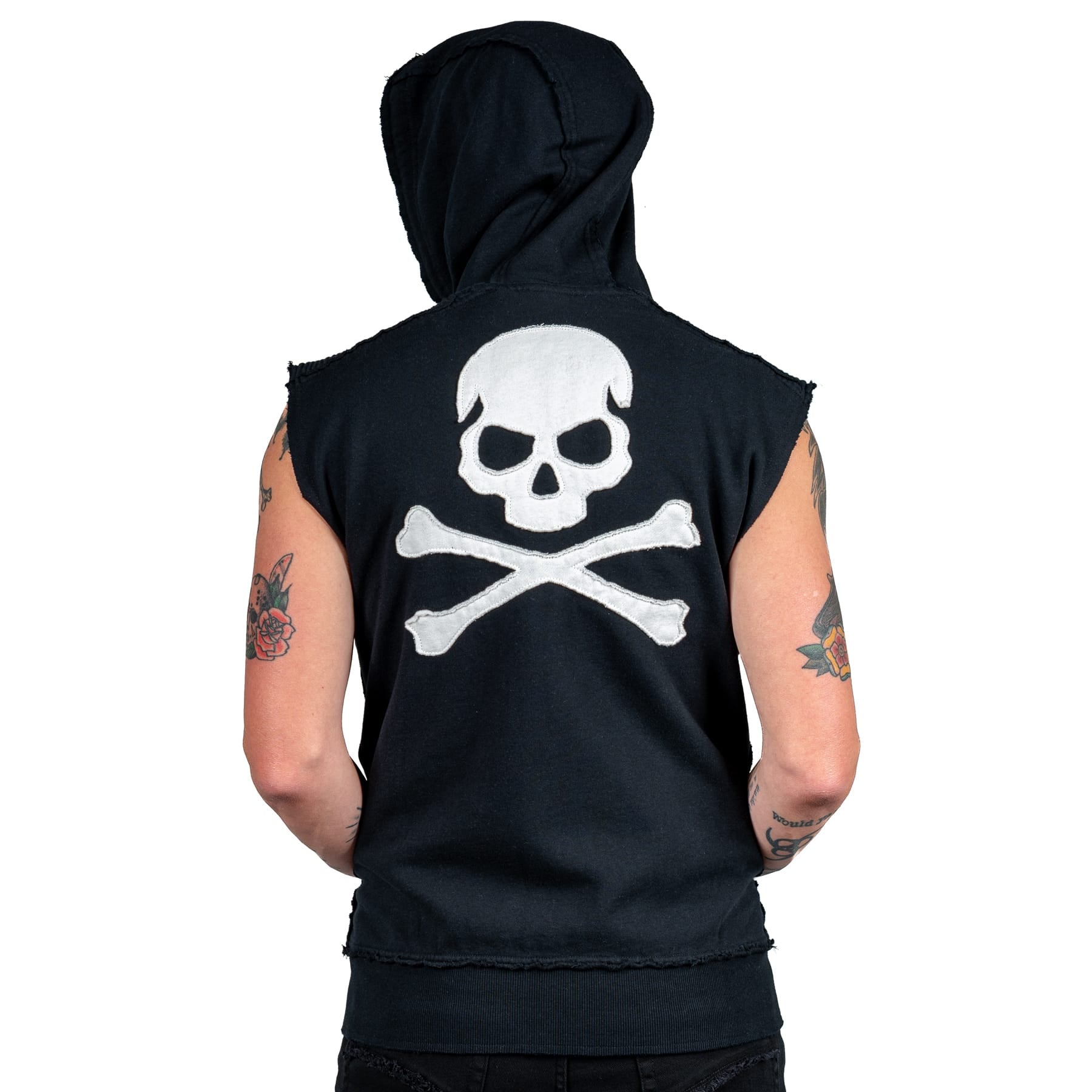 Artist Asylum Collection Hoodie White Skull Hoodie - Sleeveless