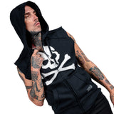 Artist Asylum Collection Hoodie White Skull Hoodie - Sleeveless