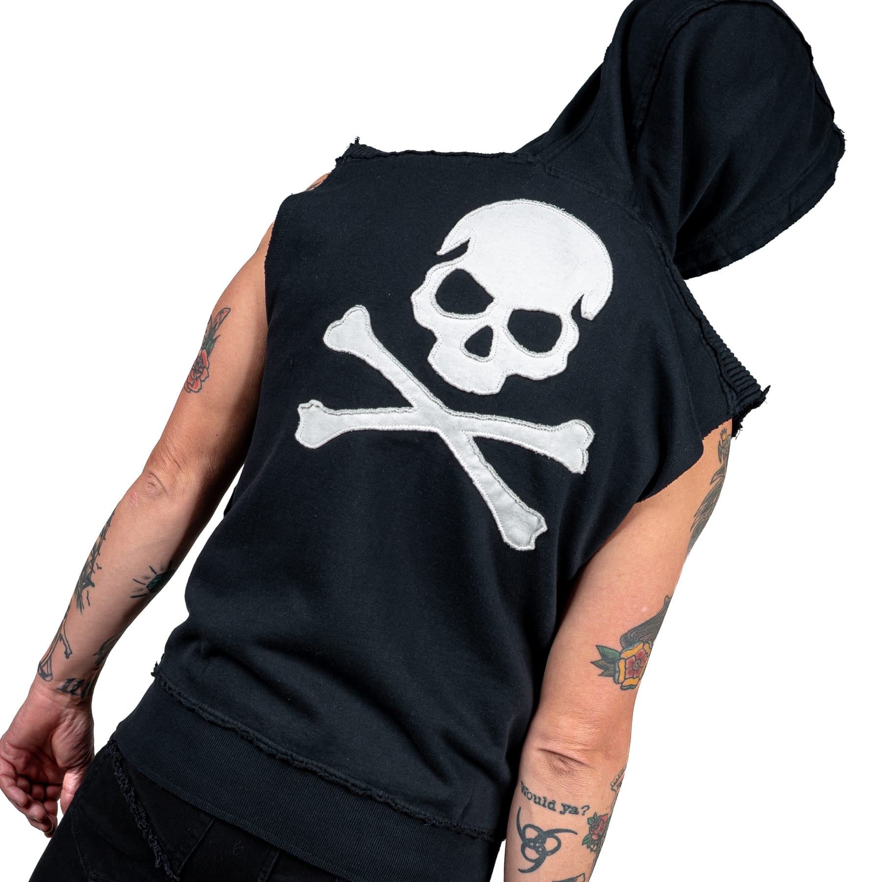 Artist Asylum Collection Hoodie White Skull Hoodie - Sleeveless