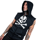 Artist Asylum Collection Hoodie White Skull Hoodie - Sleeveless