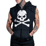 Artist Asylum Collection Hoodie White Skull Hoodie - Sleeveless