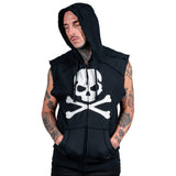 Artist Asylum Collection Hoodie White Skull Hoodie - Sleeveless