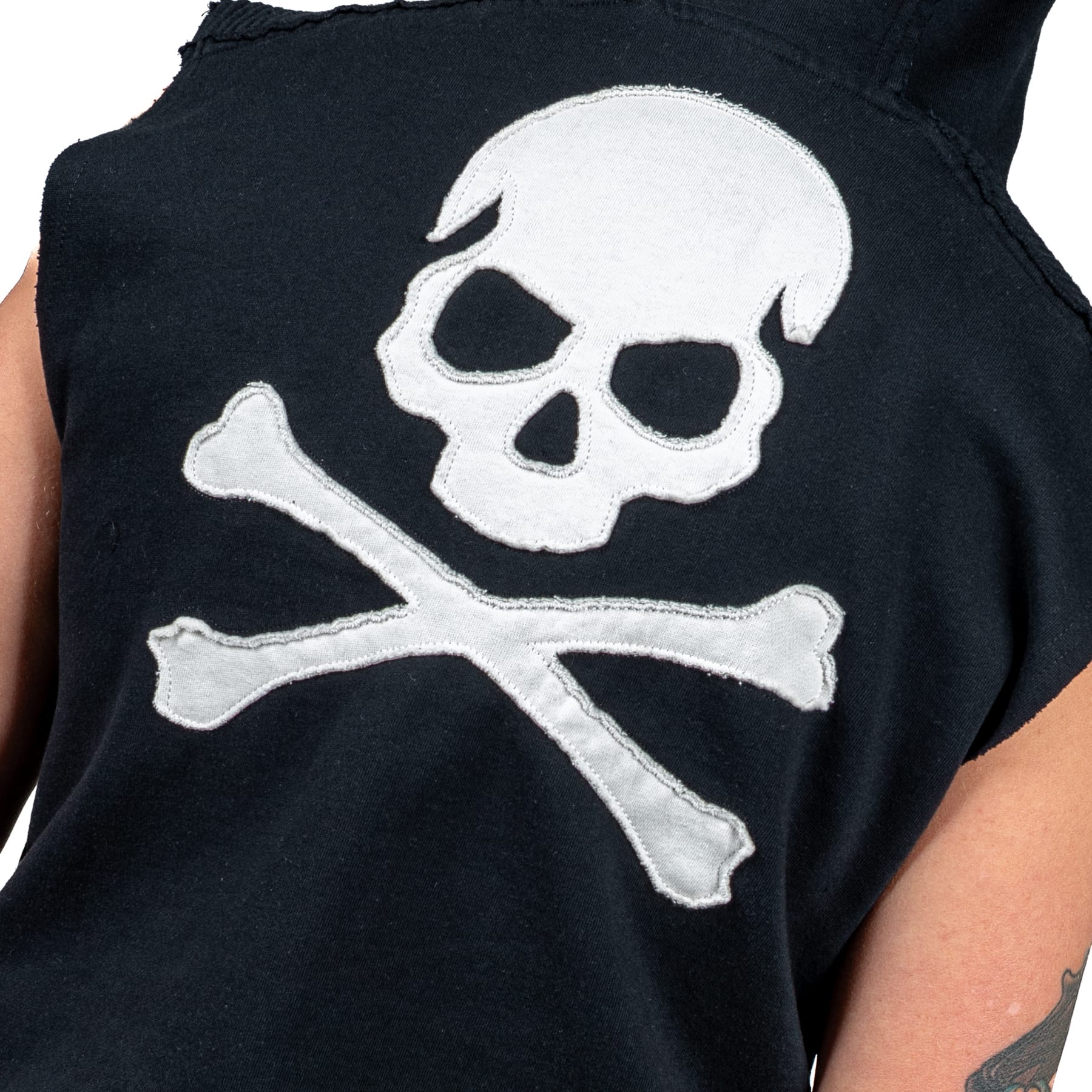 Artist Asylum Collection Hoodie White Skull Hoodie - Sleeveless