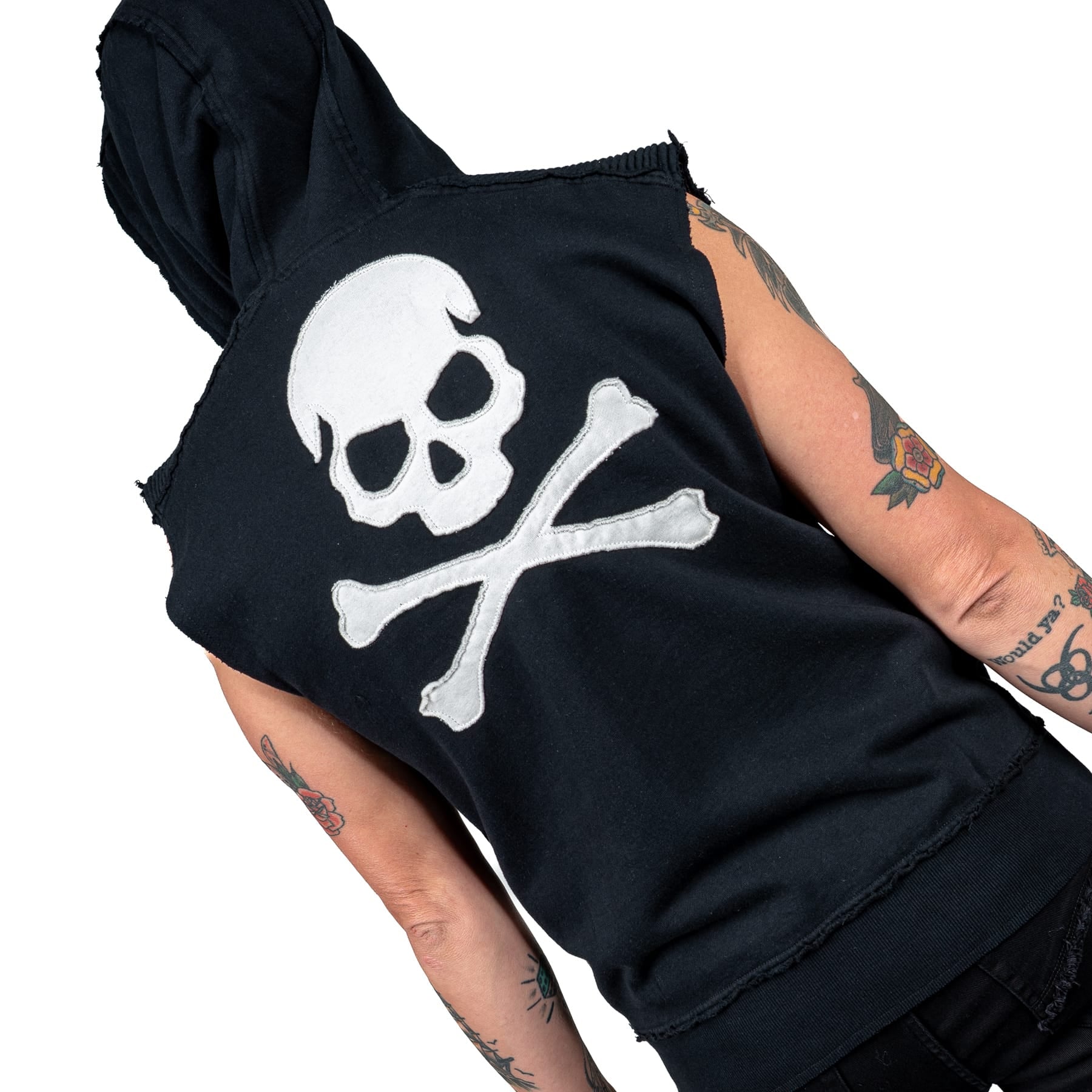 Artist Asylum Collection Hoodie White Skull Hoodie - Sleeveless
