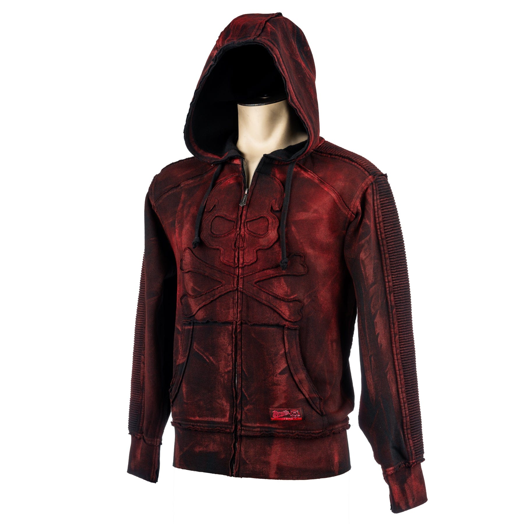 Custom Chop Shop Jacket Black Skull Zip Hoodie - Cherry Bomb Alloy Wash