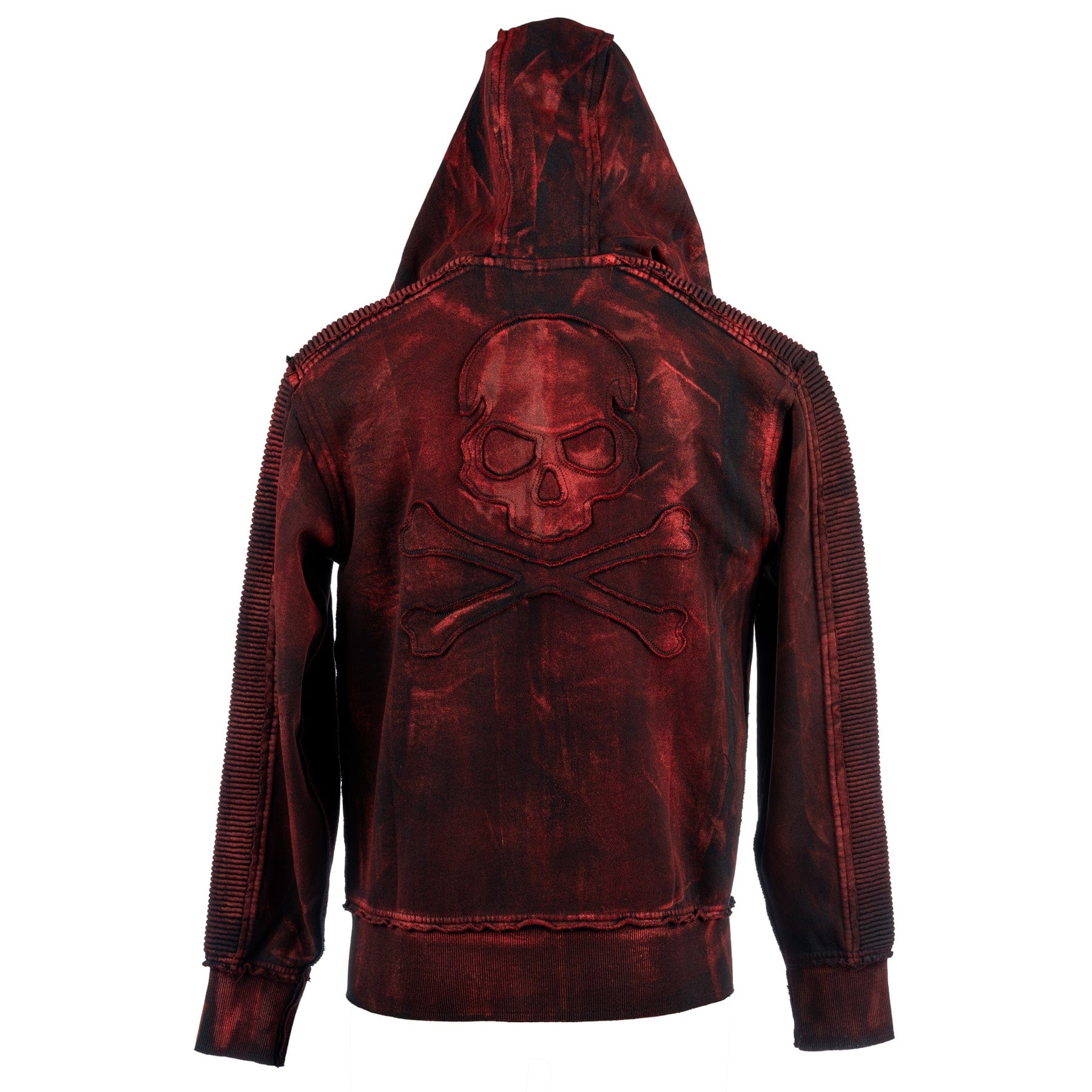 Custom Chop Shop Jacket Black Skull Zip Hoodie - Cherry Bomb Alloy Wash