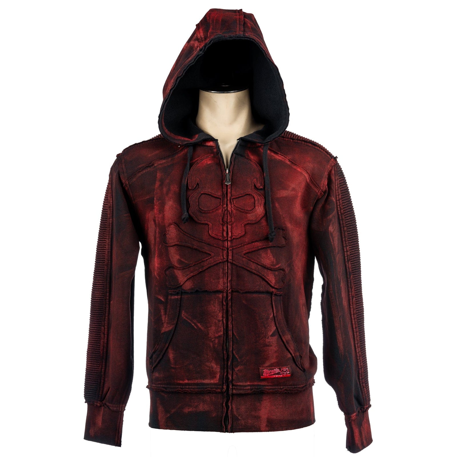 Custom Chop Shop Jacket Black Skull Zip Hoodie - Cherry Bomb Alloy Wash