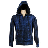Custom Chop Shop Jacket Black Skull Zip Hoodie - Cobalt Blue Alloy Wash