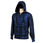 Custom Chop Shop Jacket Black Skull Zip Hoodie - Cobalt Blue Alloy Wash