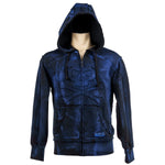 Custom Chop Shop Jacket Black Skull Zip Hoodie - Cobalt Blue Alloy Wash