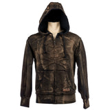 Custom Chop Shop Jacket Black Skull Zip Hoodie - Raw Umber Alloy Wash