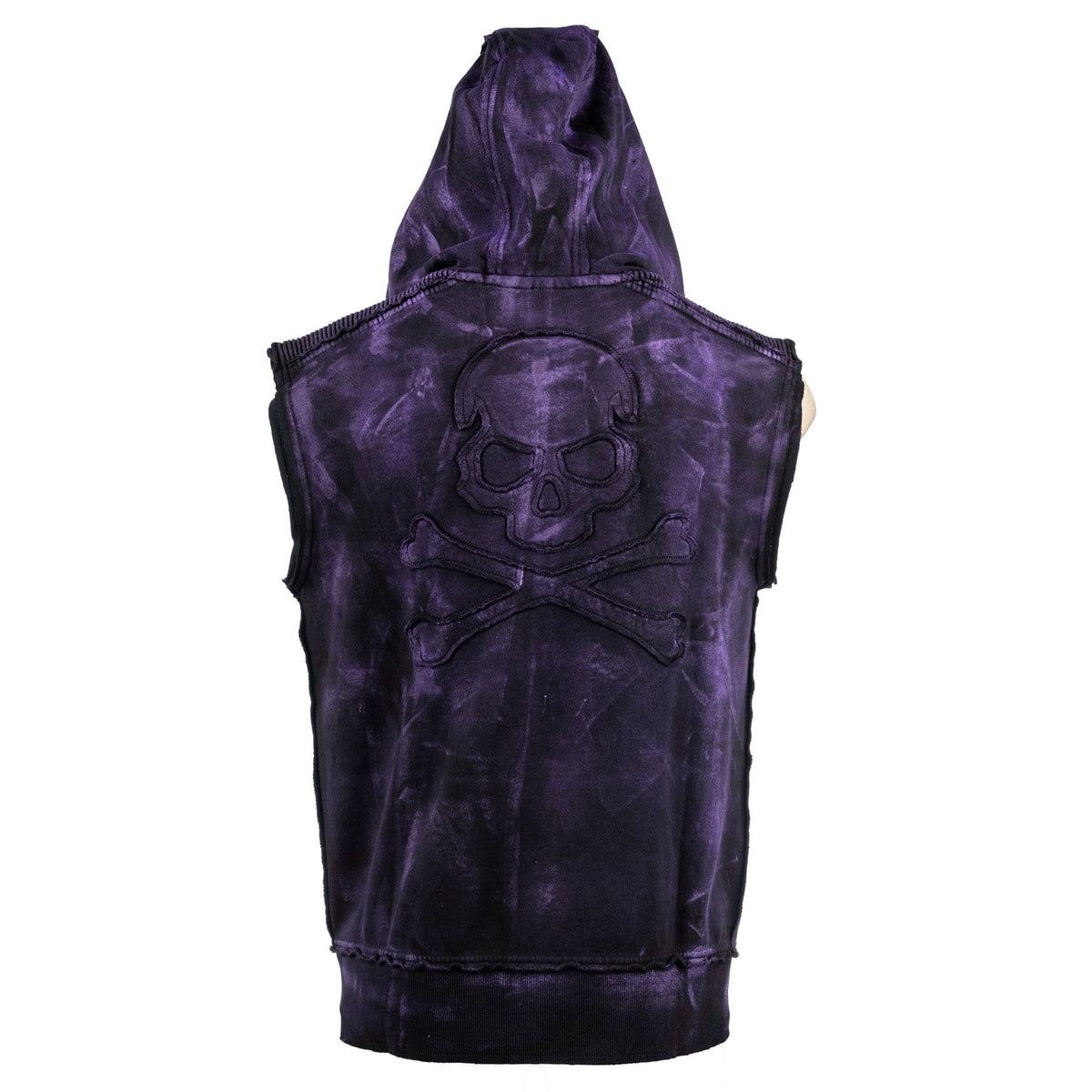 Custom Chop Shop Jacket Black Skull Zip Hoodie - Sleeveless Purple Haze