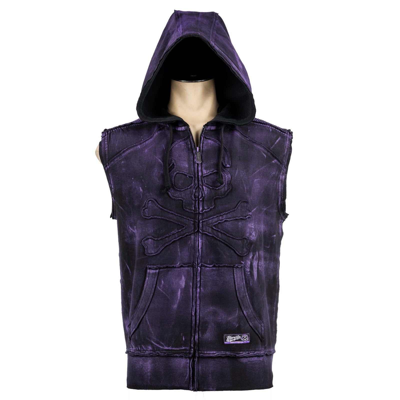 Custom Chop Shop Jacket Black Skull Zip Hoodie - Sleeveless Purple Haze