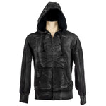 Custom Chop Shop Jacket Black Skull Zip Hoodie - Smoke Wash