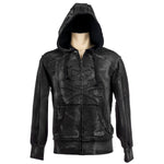 Custom Chop Shop Jacket Black Skull Zip Hoodie - Smoke Wash