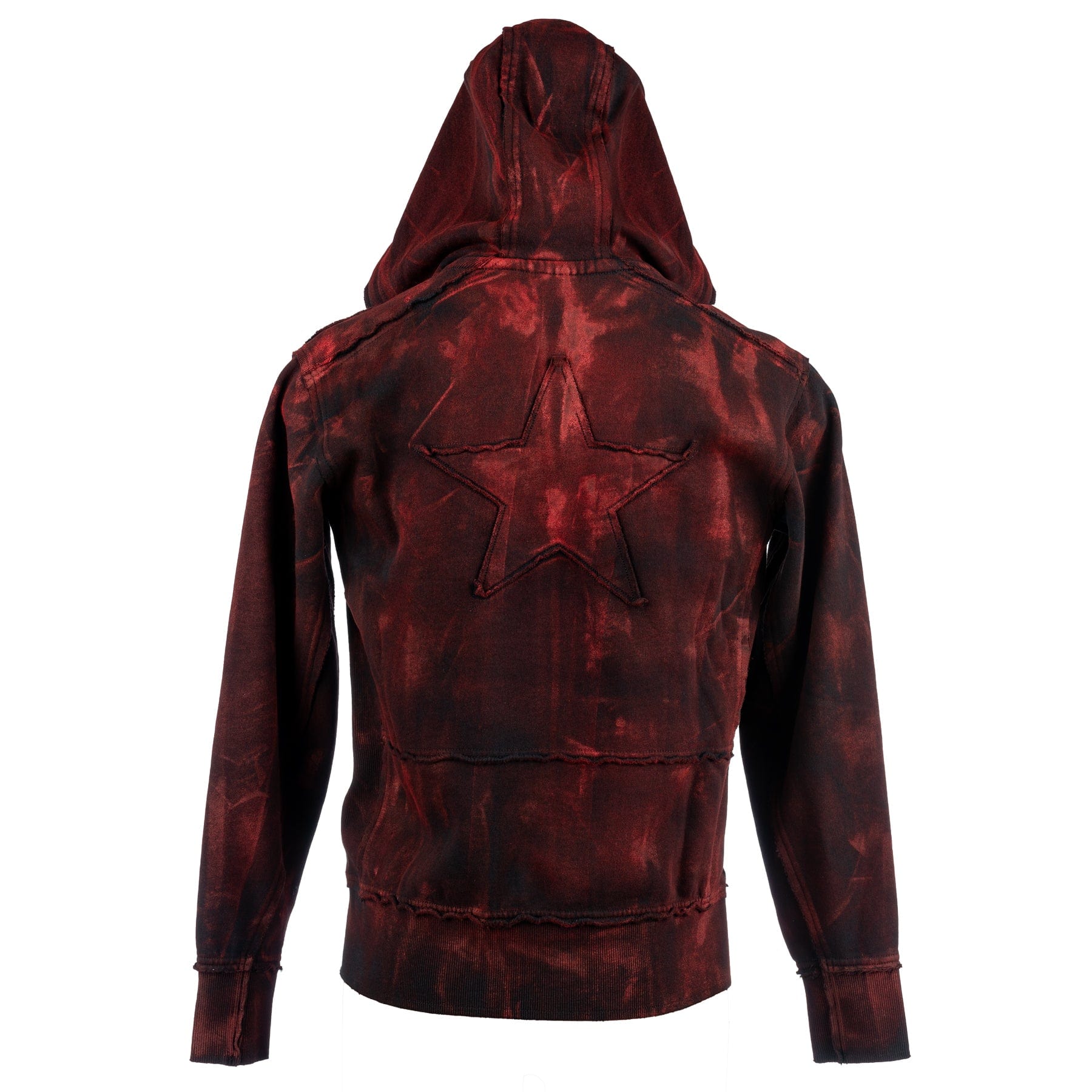 Custom Chop Shop Hoodie Black Star Zip Hoodie - Black Cherry Alloy Wash