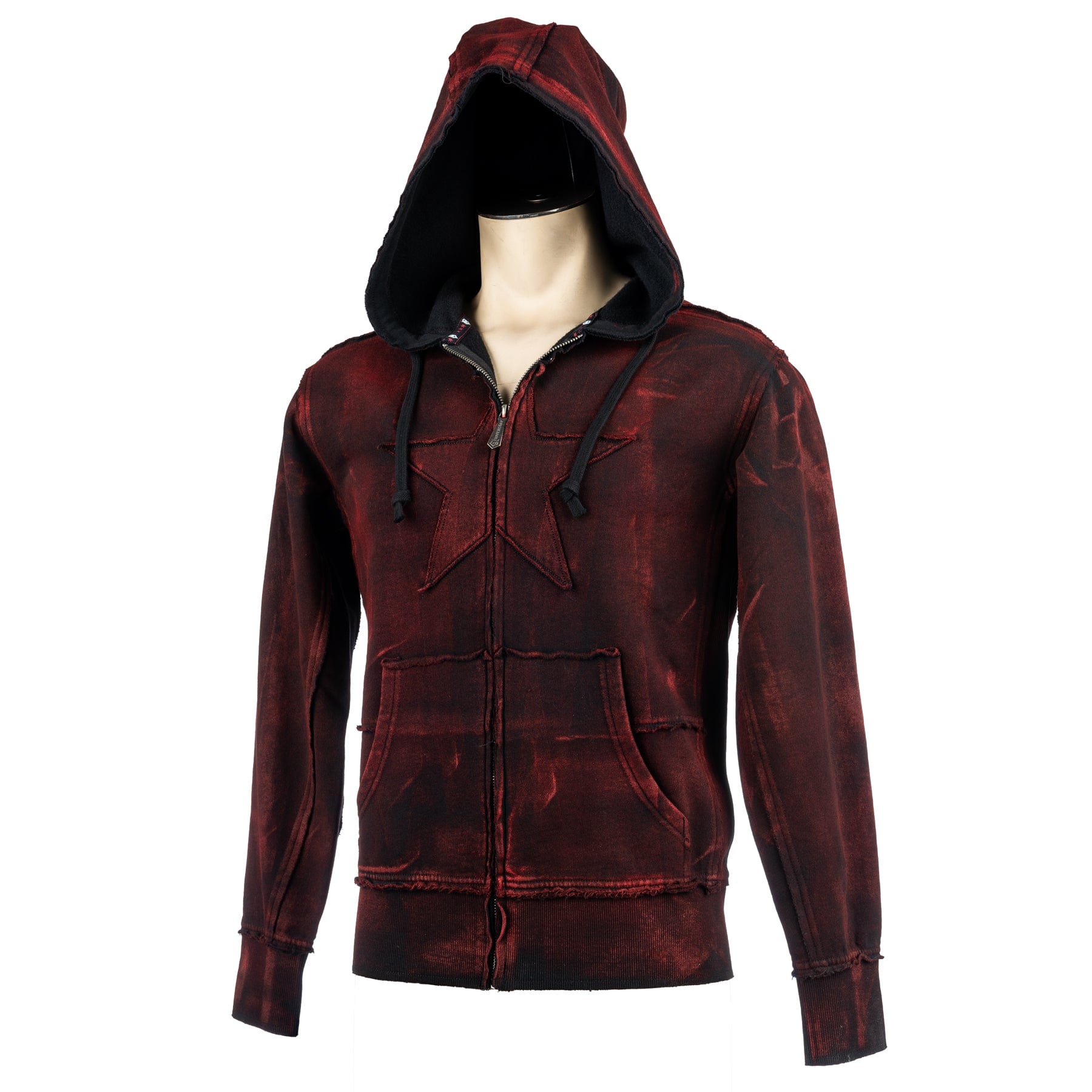 Custom Chop Shop Hoodie Black Star Zip Hoodie - Black Cherry Alloy Wash