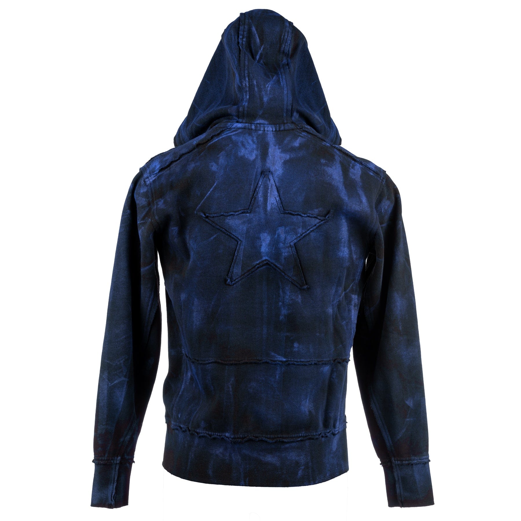 Custom Chop Shop Jacket Black Star Zip Hoodie - Cobalt Alloy Wash