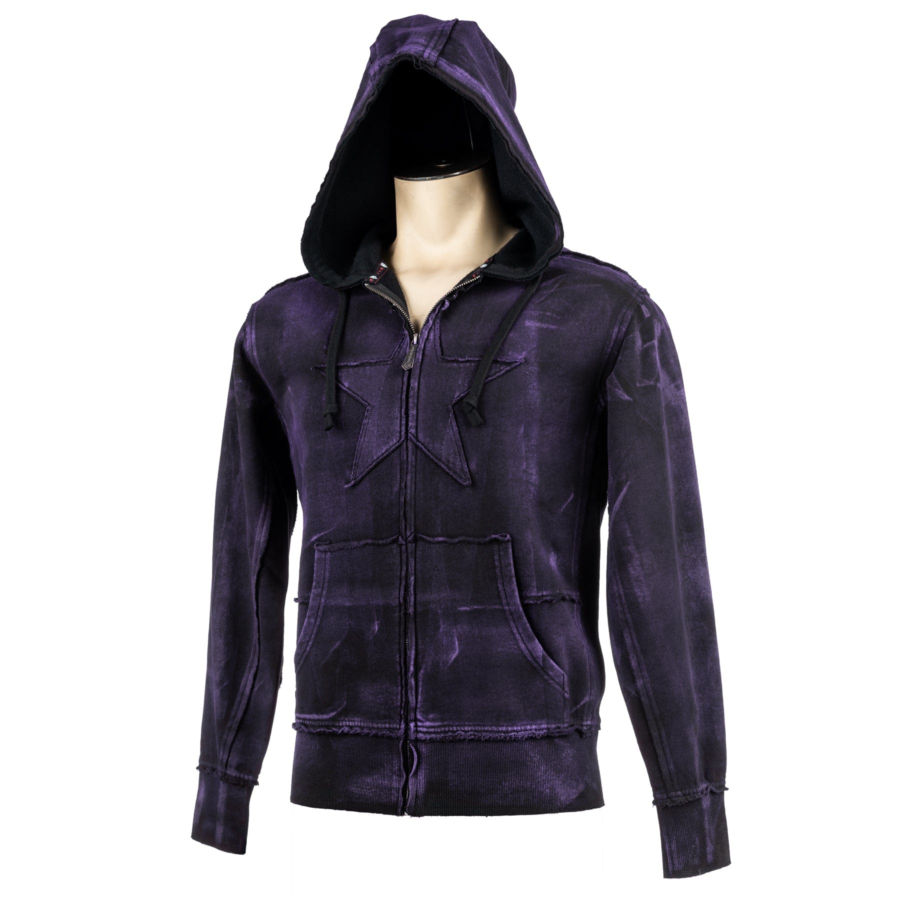 Custom Chop Shop Hoodie Black Star Zip Hoodie - Purple Haze Alloy Wash