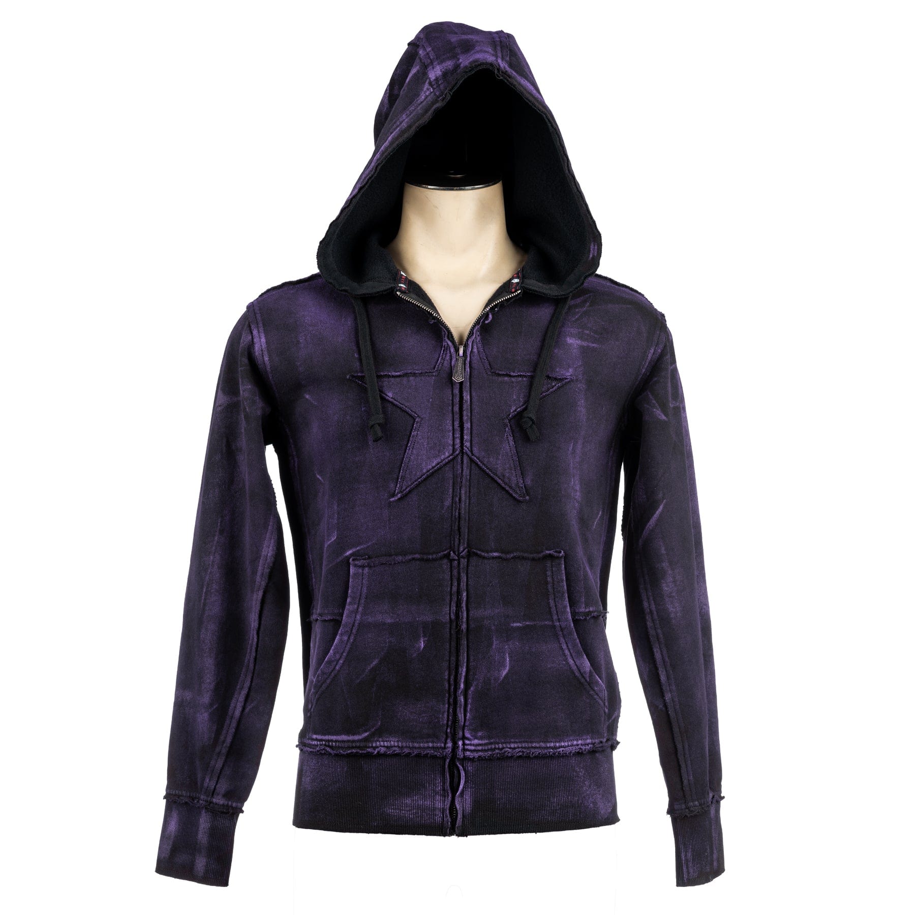 Custom Chop Shop Hoodie Black Star Zip Hoodie - Purple Haze Alloy Wash