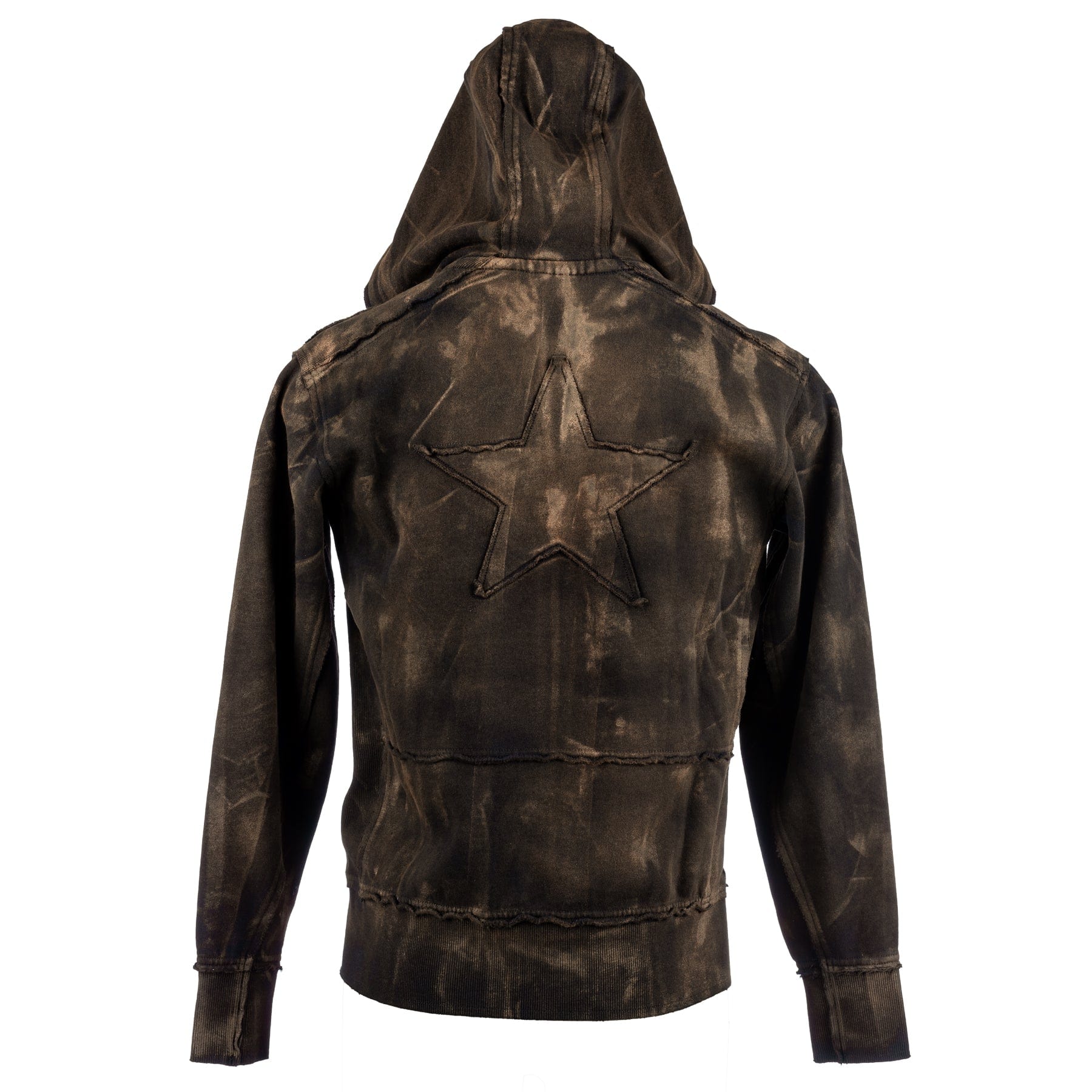 Custom Chop Shop Hoodie Black Star Zip Hoodie - Raw Umber Alloy Wash