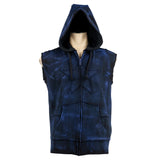 Custom Chop Shop Jacket Black Star Zip Hoodie - Sleeveless Cobalt