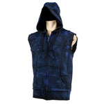 Custom Chop Shop Jacket Black Star Zip Hoodie - Sleeveless Cobalt