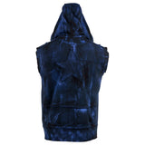 Custom Chop Shop Jacket Black Star Zip Hoodie - Sleeveless Cobalt