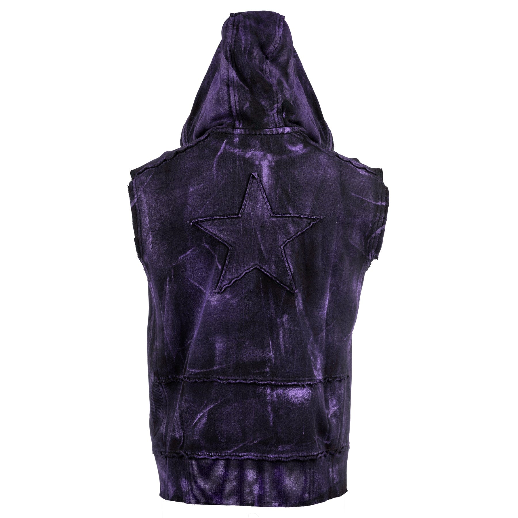 Custom Chop Shop Jacket Black Star Zip Hoodie - Sleeveless Purple Haze