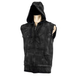 Custom Chop Shop Jacket Black Star Zip Hoodie - Sleeveless Smoke Wash