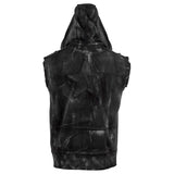 Custom Chop Shop Jacket Black Star Zip Hoodie - Sleeveless Smoke Wash