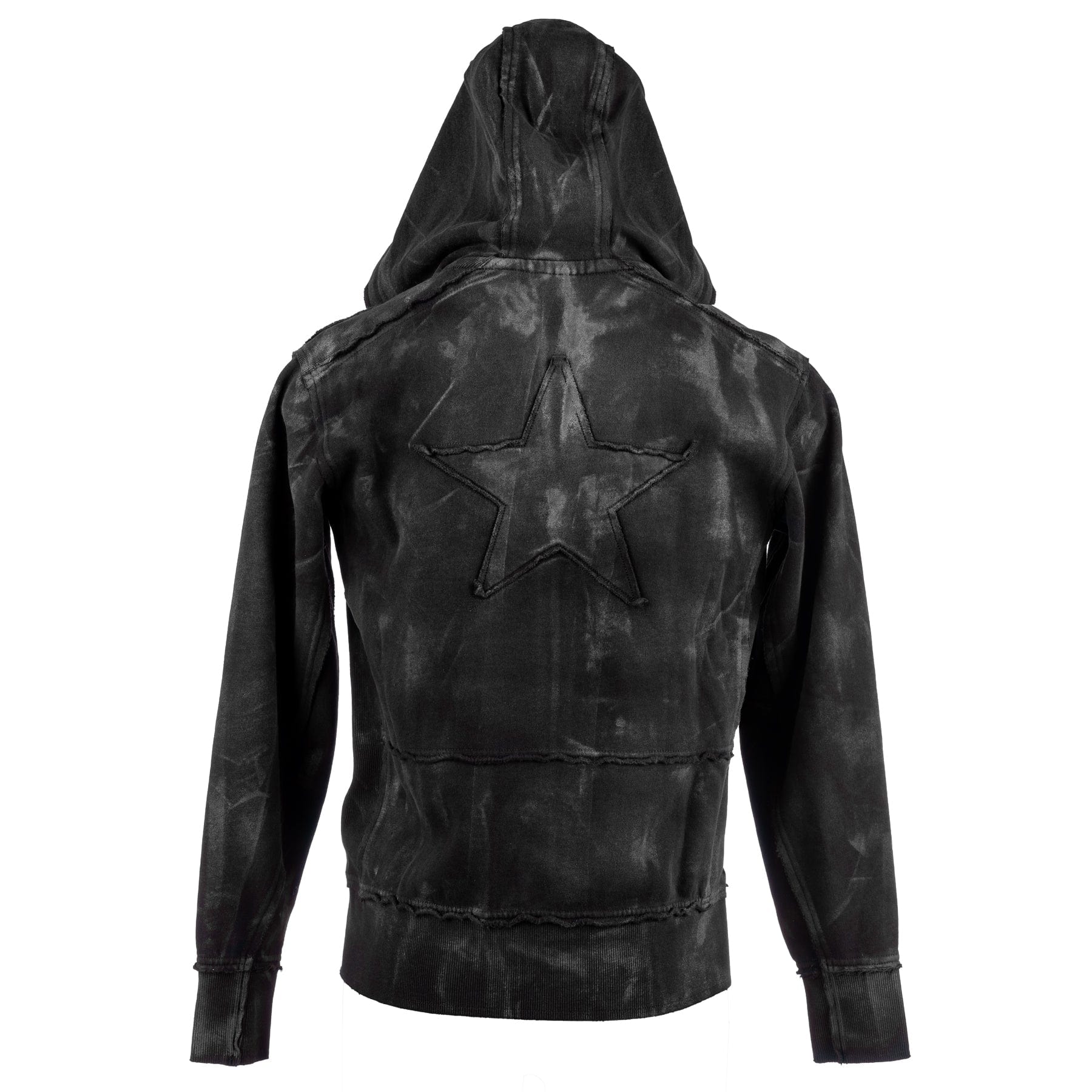 Custom Chop Shop Hoodie Black Star Zip Hoodie - Smoke Wash