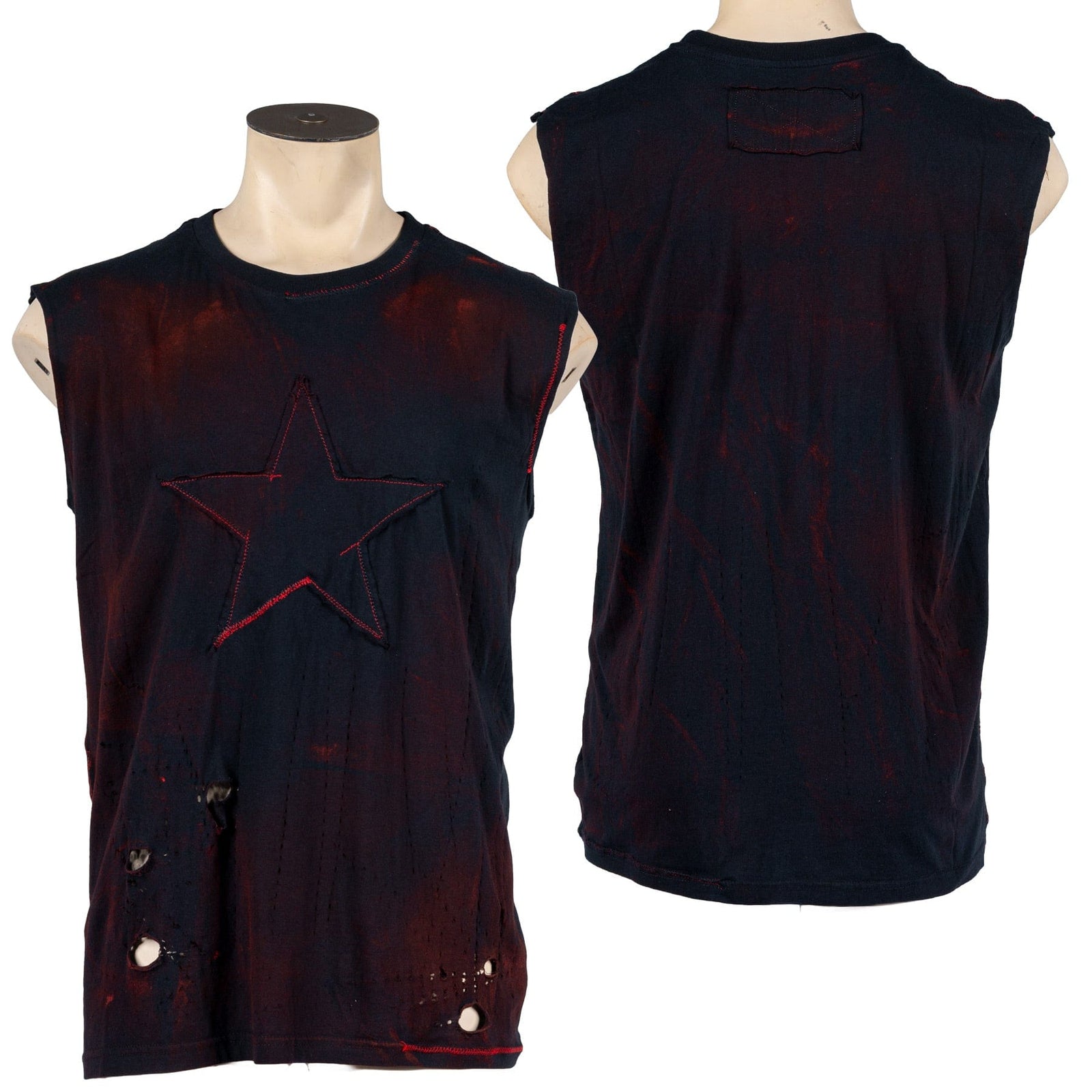 Custom Chop Shop T-Shirt Custom Sleeveless Tee - Distressed Black Star Tee - Ready to Ship - Size Large