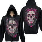 Custom Chop Shop Jacket Custom Zip Hoodie - Calavera - Vintage Wash