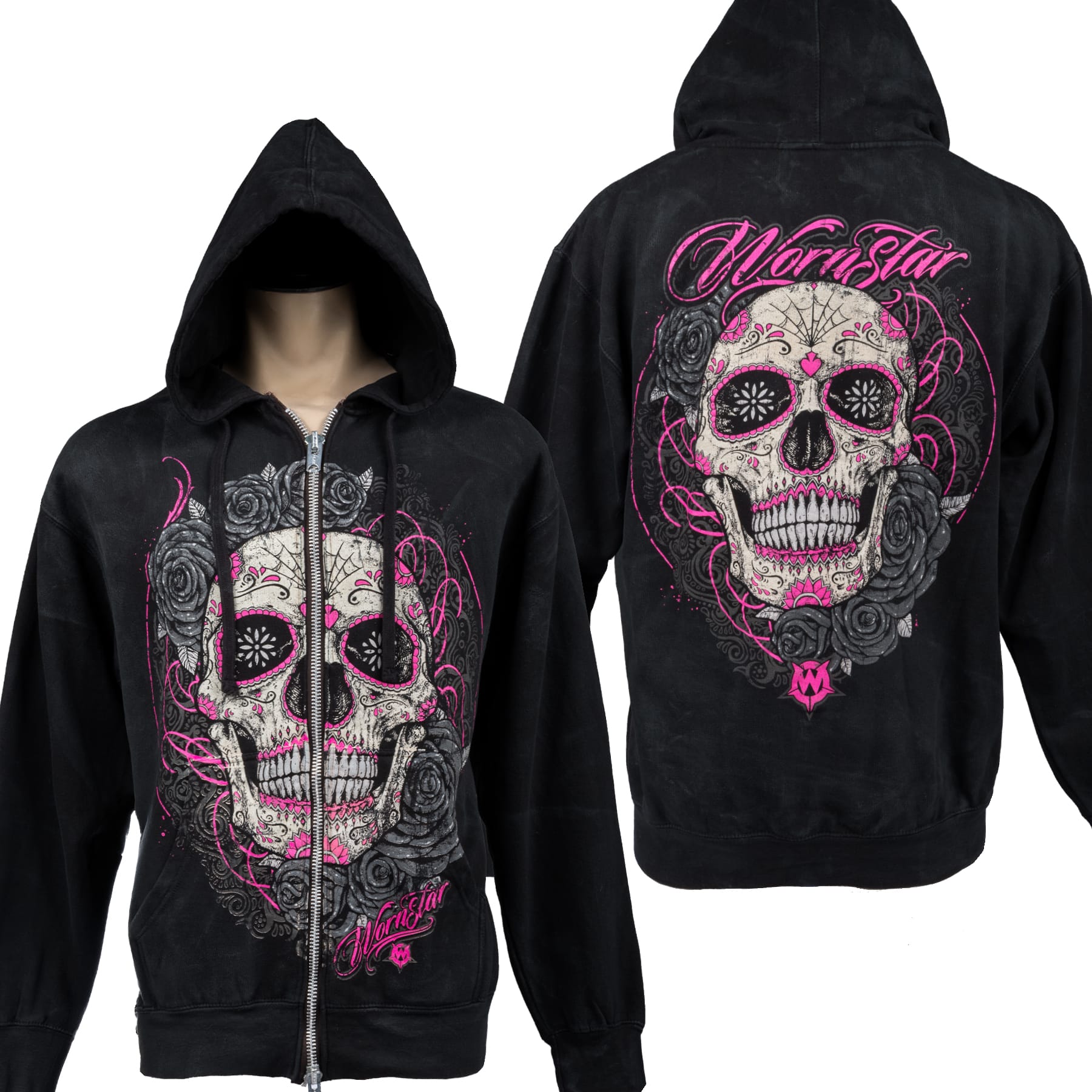 Custom Chop Shop Jacket Custom Zip Hoodie - Calavera - Vintage Wash