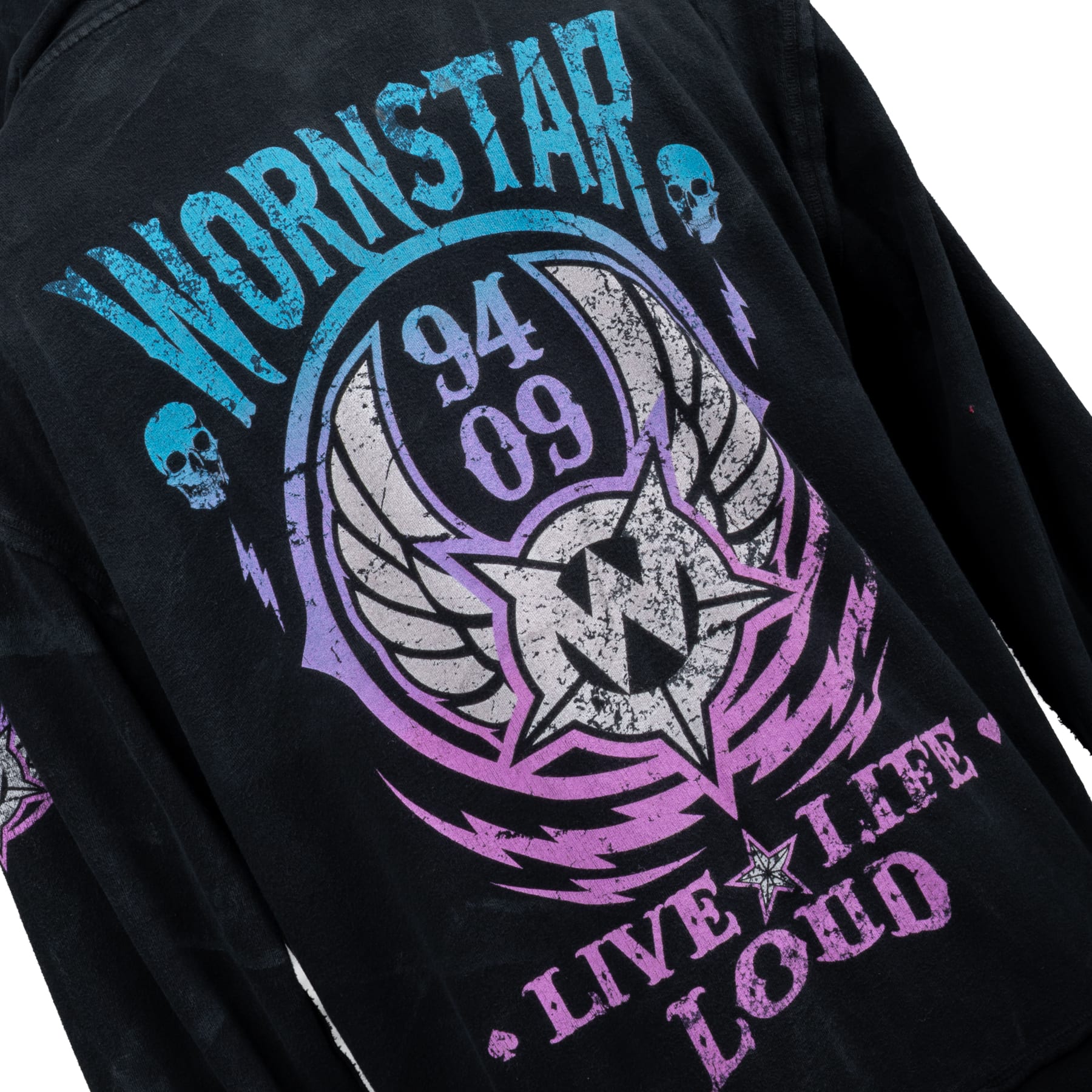 Custom Chop Shop Jacket Custom Zip Hoodie - Live Life Loud - Vintage Wash