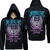 Custom Chop Shop Jacket Custom Zip Hoodie - Live Life Loud - Vintage Wash
