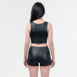 Custom Chop Shop Shorts Fearless Moto Shorts and Crop Top Set - Studded