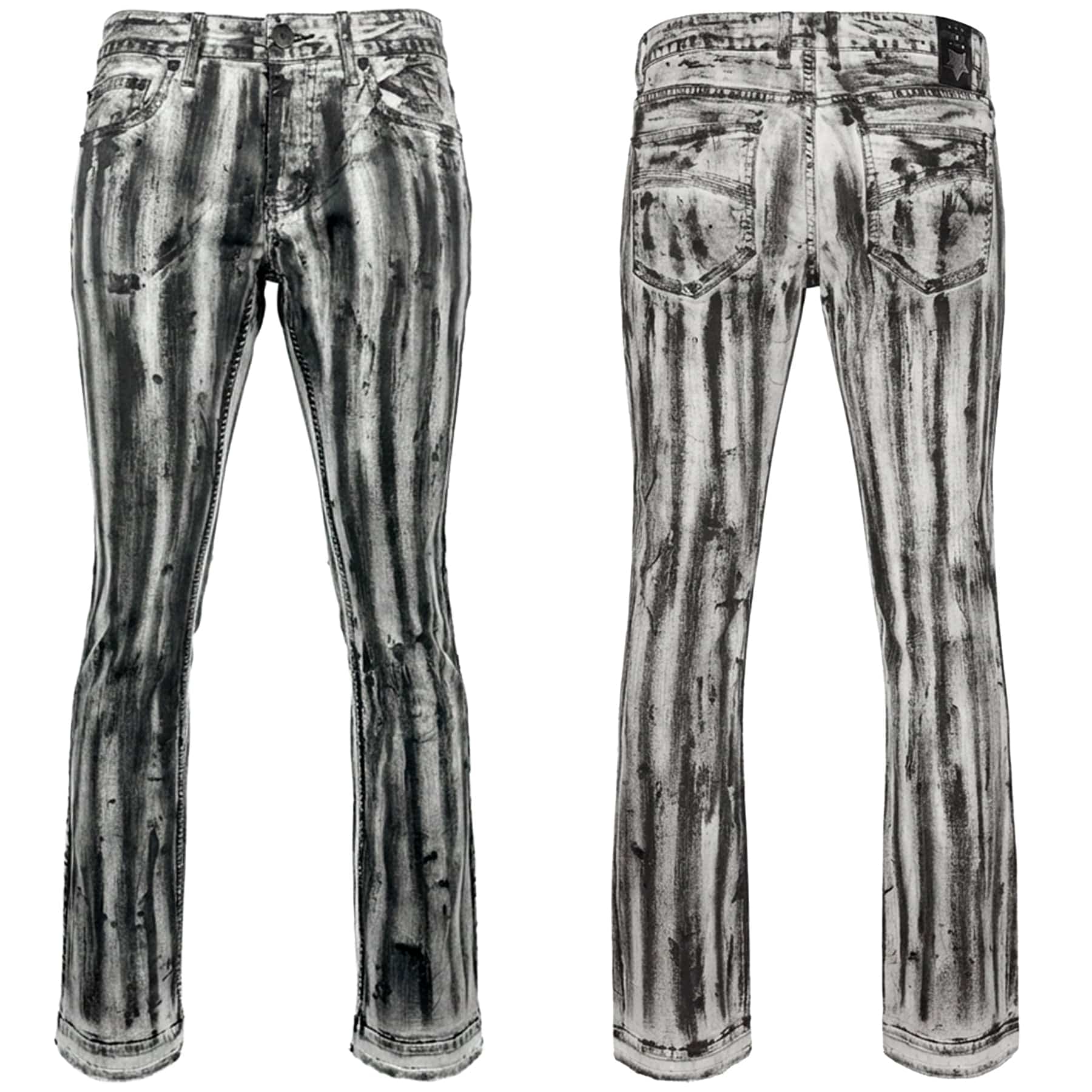 Custom Chop Shop Pants 32 Hellraiser Coated Jeans - Black/White Stripe - Sample