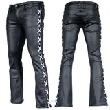 Custom Chop Shop Pants Hellraiser Waxed Denim Jeans - Ready to Ship - Size 32x30 with White Side Lacing